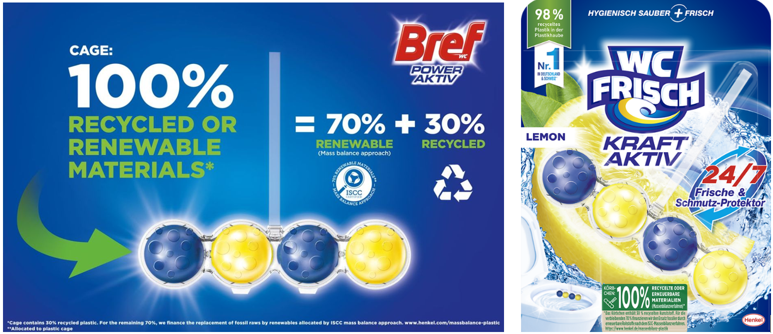 Henkel and LyondellBasell collaborate on bio-circular raw material solution for WC Frisch/Bref Toilet Rim Block cage
